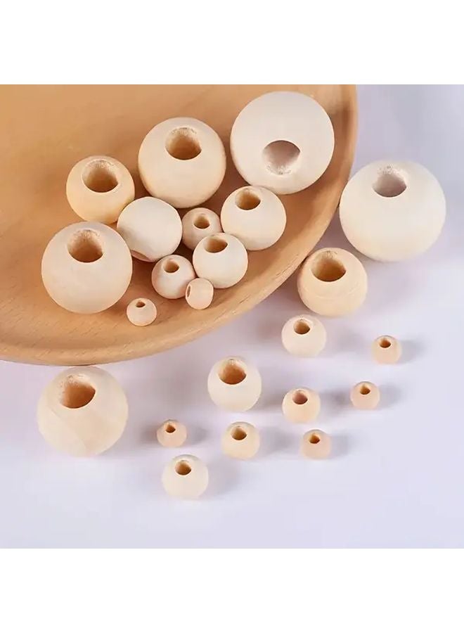 10 قطعة من خرز الخشب الطبيعي غير المكتمل مقاس 35 مم مع ثقوب كبيرة الحجم للحرف اليدوية DIY - Image 3